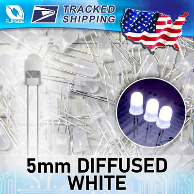 5mm WHITE LED 6500k (100-200pcs) Diffused White Lens Light Emitting Diode Lights • $8.39