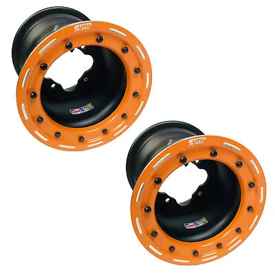 DWT G3 Rear Orange Beadlock Wheels Rims Pair 8  8x8 3+5 4/115 YFZ 450 450R 450X • $319.95