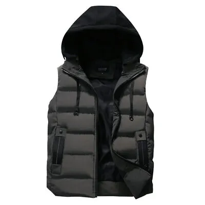 Men's Vest Jacket Winter Sleeveless Men Jacket Hooded Men Thicken Waistcoat • $62