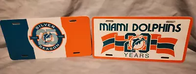 Miami Dolphins Vintage 20 And 25 Season Plastic Vanity License Plates Lot Of TWO • $25