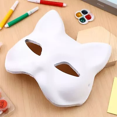 10× Masquerade Masks Paper Blank Mask Blank Cat Haloween Kids DIY Therian • $23.09