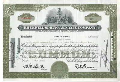 Rockwell Spring & Axle Co - Original Stock Certificate - 1955 - NY028403 • $8.53