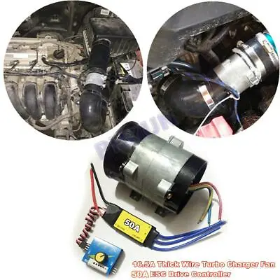 12V Car Electric Turbo Supercharger Kit Air Intake Fan Boost W/50A Brushless ESC • $89.98