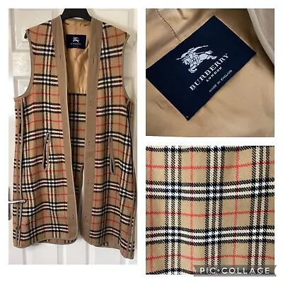 £120 • Buy Burberry Men’s 48 R Wool Nova Check Trench Coat Detachable Warmer Inner Liner