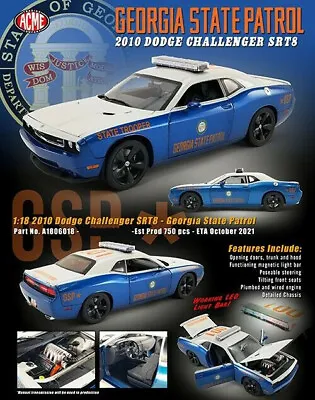 1/18 ACME 2010 Dodge Challenger SRT8 Georgia State Patrol GSP A1806018 • $149.99