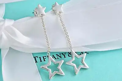 Tiffany & Co. Silver Star Dangle Lariat Earrings • $470