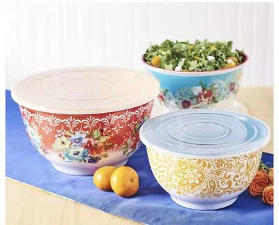 Pioneer Woman Melody Melamine Serving Bowls Set 6 Piece • £19.25