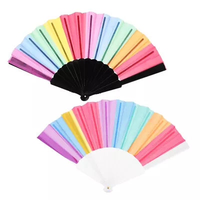 2pcs Hand Fan Folding Fan Plastic Holding Large Folding Fan Fabric For Festival • $9.48