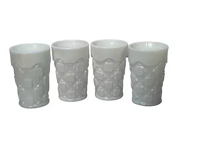 Set Of 4 Westmore Land Old Quilt 11oz Milk Glass Tumblers 4 3/4  Tall • $22