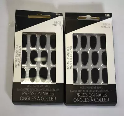 Black Velvet Press On Nails 12 Sizes Instant Manicure Self Adhesive Nails 2 Pack • $15.99