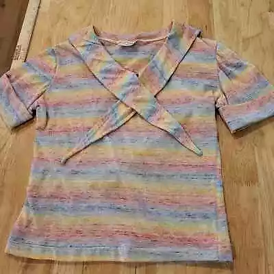 Vintage Rainbow Tie Sailor Collar 17  Pit 2 Pit 19.5  To Hem Sears USA  Puff • $36