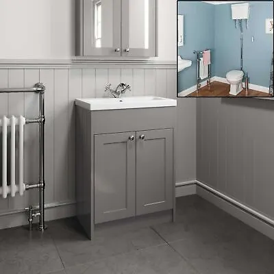 £549.99 • Buy Traditional Grey Bathroom Basin Vanity Unit High Level Close Coupled Toilet