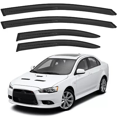 Side Tape-On Window VENT Visor Rain Shade Guards For 08-17 Mitsubishi Lancer • $31.41