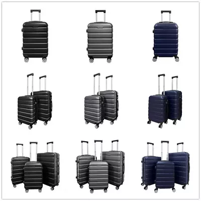 Suitcase Luggage Hard Shell Trolley Suitcase Set 4 Wheel Cabin Carry-on TSA Lock • £42.99