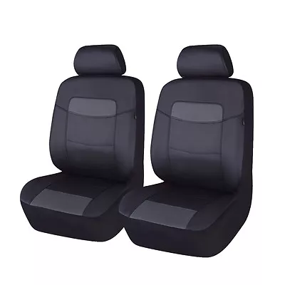 2 Car Seat Covers PU Leather Universal Front Waterproof Airbag Compatible Black • $39.99