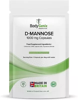 D-mannose 1000mg Capsules Prevent UTI Build Immunity Vegan Food Supplement • £5.99