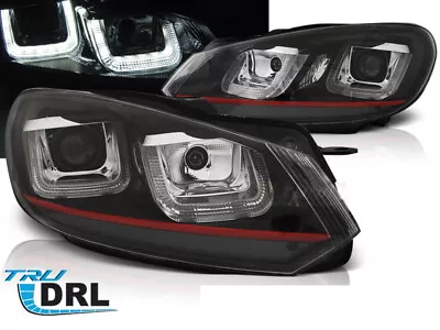 Pair Projector Headlights LED DRL For VW Golf 6 08-12 U-Type Black Red LINE US L • $611.20