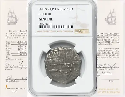 Atocha Hand Sig. 1977 Mel Fisher Coa Ngc Bolivia 8 Reales Coins 1622 Shipwreck • $3950