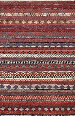 $173.24 • Buy Gabbeh Geometric Contemporary Oriental Area Rug Hand-knotted Wool Carpet 3x4 Ft