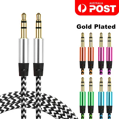 3.5mm Jack Audio Cable Male To Male AUX Cord For Car Phone - Braided Gold Plated • $6.95