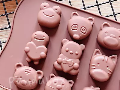 15 Cute Animal Silicone Cake Mould Baking Chocolate Ice Cube Tray Frog Owl   • £2.99