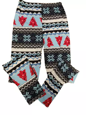 Yoga Waist 5 Inch Blue Snowflake/Tree Print Leggings • $30