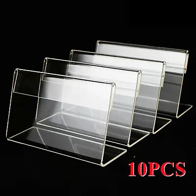£6.99 • Buy 10PCS Acrylic Sign Display Holder Label Price Name Card Tag Shop Stands L Shaped