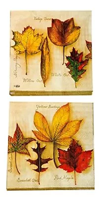 40-ct 13x13 Fall Cocktail Napkins | European Leaves Napkins | Fall Paper Deco... • $23.03