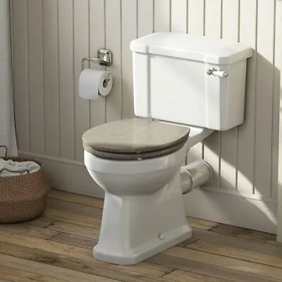 The Bath Co. Camberley Close Coupled Toilet With Soft Close Limed Oak Seat • £189