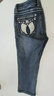 Junior's Size 1 Blue Jeans Stitch Distress Sequin Pants By La Idol • $19.99