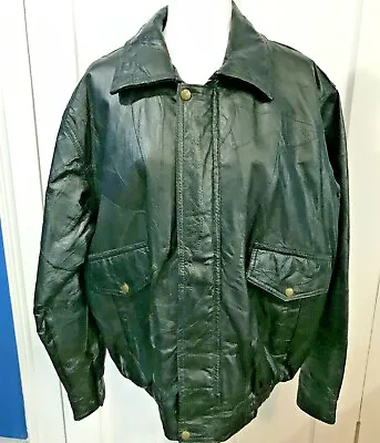 Vintage Retro Men's Napoline Leather Outfitters Patchwork Jacket L Large • $24.95