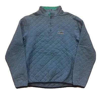 Patagonia Diamond Quilt Organic Cotton Blue Button Snap Sweatshirt Jacket S H3 • $9.99