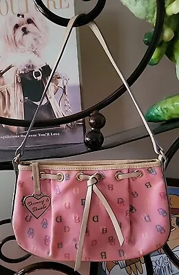 Dooney & Burke Pink DB Logo Purse Shoulder Bag Coated Canvas & Leather Handbag • $65