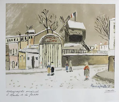 Maurice Utrillo (French 1883-1955) Lithograph  Moulin De La Galette  Signed • $2190