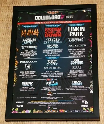 £12.99 • Buy DOWNLOAD Festival Framed 2011 `LINKIN DEF LEPPARD KORN` Original Promo Poster 