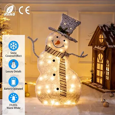 32  LED Christmas Snowman Luxury Warm Decoration Light W/ Removable Hands Scarf • $38.10