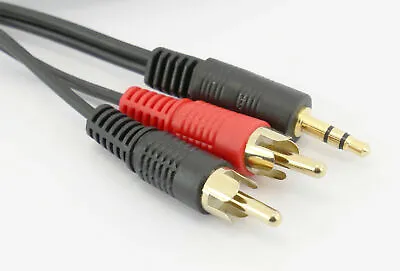 £6.49 • Buy 3.5mm Jack Aux To 2 X RCA Cable (Twin Phono) Audio Lead Stereo Long Gold