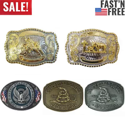 American Men Metal Fashion New Big Cowboy Western Shine Belt Buckle US • $11.99