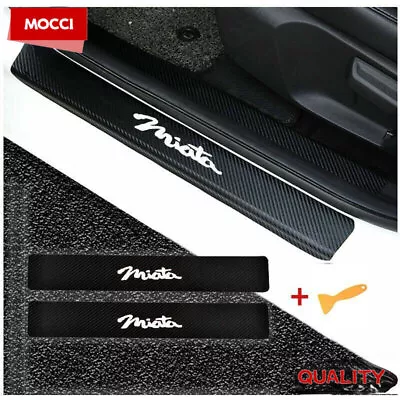 2*Carbon Fiber Leather Sticker White Car Door Sill Protector For Mazda Miata MX5 • $10.50