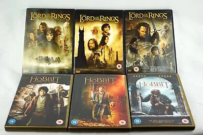 Lord Of The Rings Trilogy And The Hobbit Trilogy DVD Bundle Collection Job Lot • £9.95