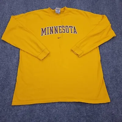 Minnesota Gophers Shirt Mens Extra Large Yellow VINTAGE Nike Center Swoosh NCAA • $15.86