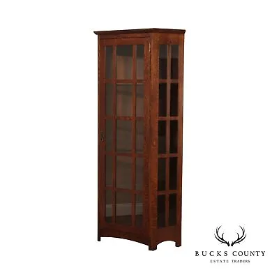Stickley Mission Collection Oak Angled Corner Cabinet • $3795