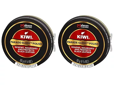 [2X] KIWI Parade Gloss Shoe Polish Black 1.125 Oz (2 Metal Tins) Shoeshine [B37] • $9.97