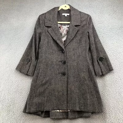 Cabi Shakespeare Jacket Coat Womens 4 Gray Wool 3/4 Sleeve Mid Length • $45