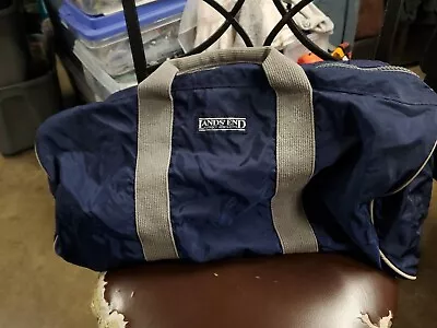$22 • Buy Vintage Canvas Blue&Grey  Lands End Duffle Bag