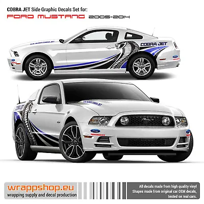 COBRA JET Side Graphic Decals Set For Ford Mustang 2005 - 2014 In Blue/Black • $336