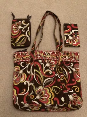 Vera Bradley Tote Bag With Zipper. Billfold And Checkbook Cover Included! • $20