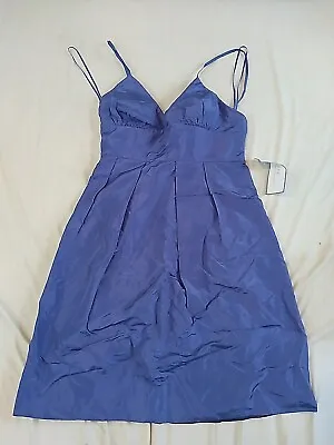J. Crew 100% Silk Taffeta Spaghetti Strap V-Neck A-Line Dress Size 6 NWT Blue • $30