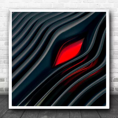 Abstract Eye Red Pattern Shapes Geometry Glowing Light Square Wall Art Print • £14.99