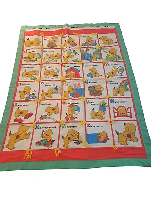 Vintage Baby Crib Blanket Alphabet Colorful Puppy Retro Toddler • $16